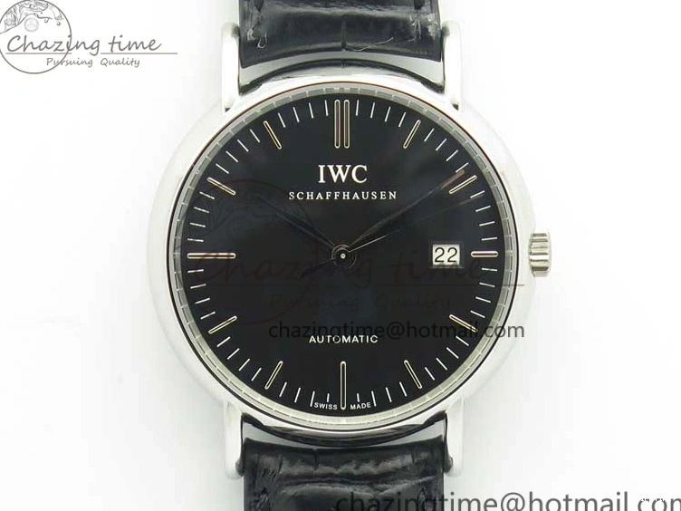 MIROTIME 0321 Portofino Automatic SS TWF 1:1 Best Edition Black Dial on Black Leather Strap A TravelReady 7199